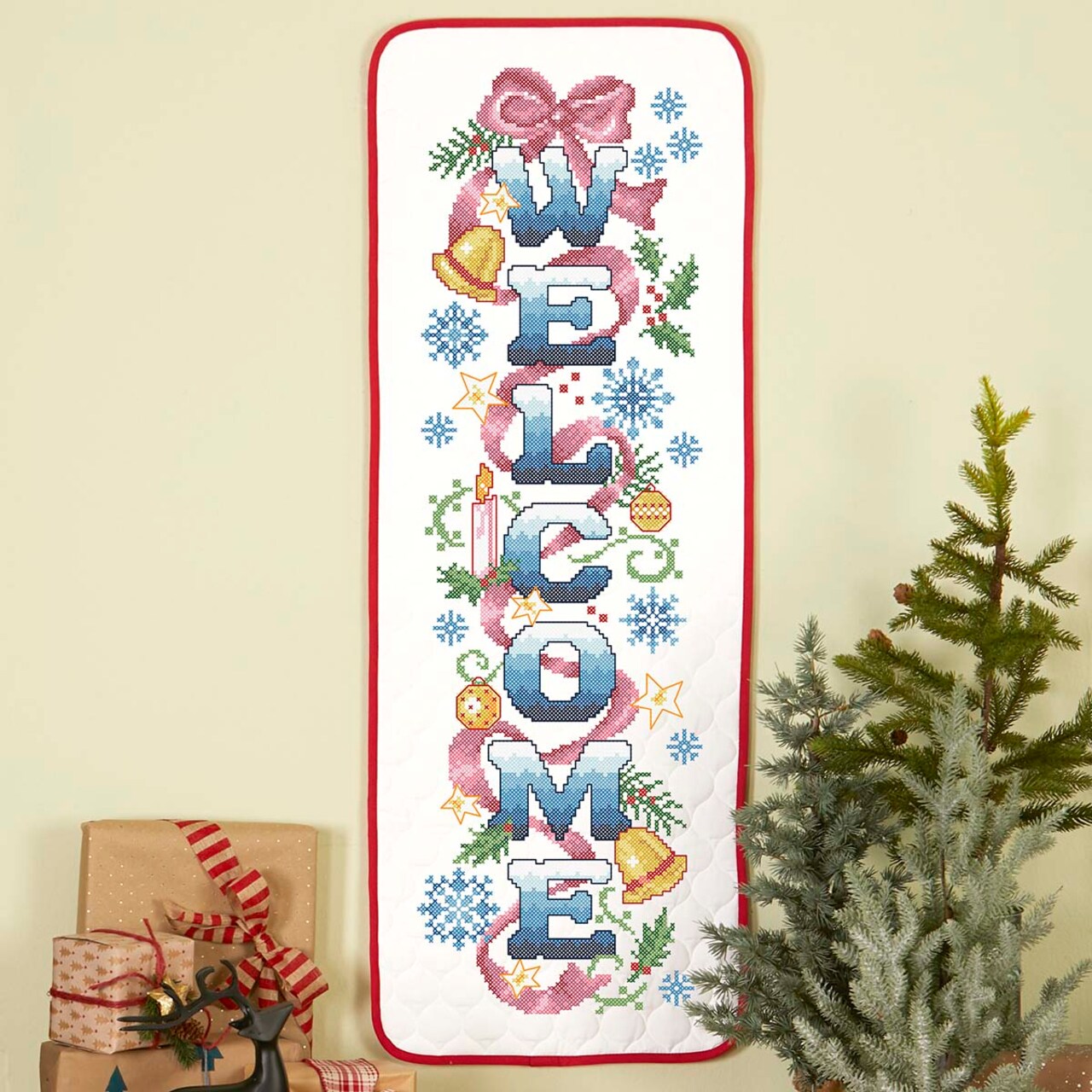 Herrschners Winter Welcome Wall Hanging Stamped Cross-Stitch Kit
